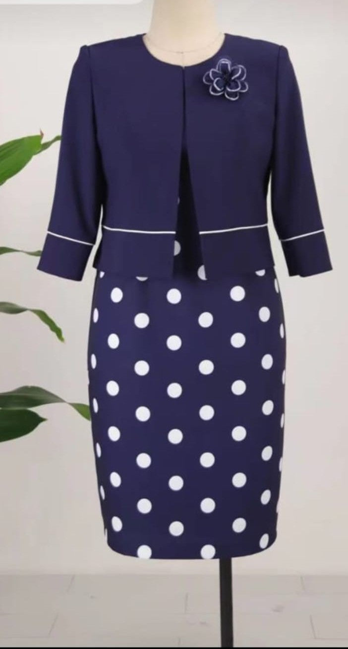 2 Piece Polka Dot Dress + Suit