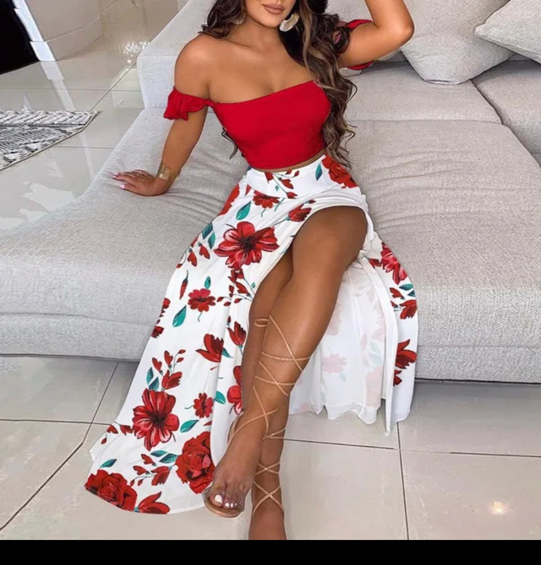 2 Piece Women’s Skirt + Crop Top