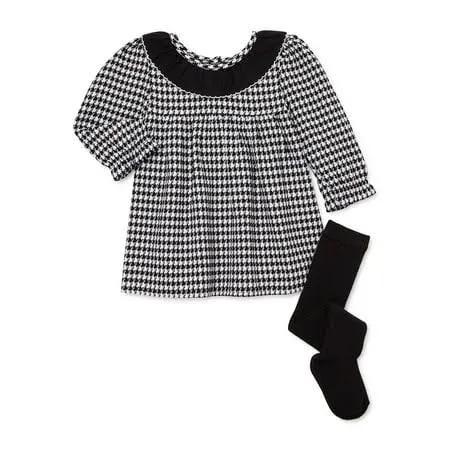 2 Piece Girls Dress With Footed Tights